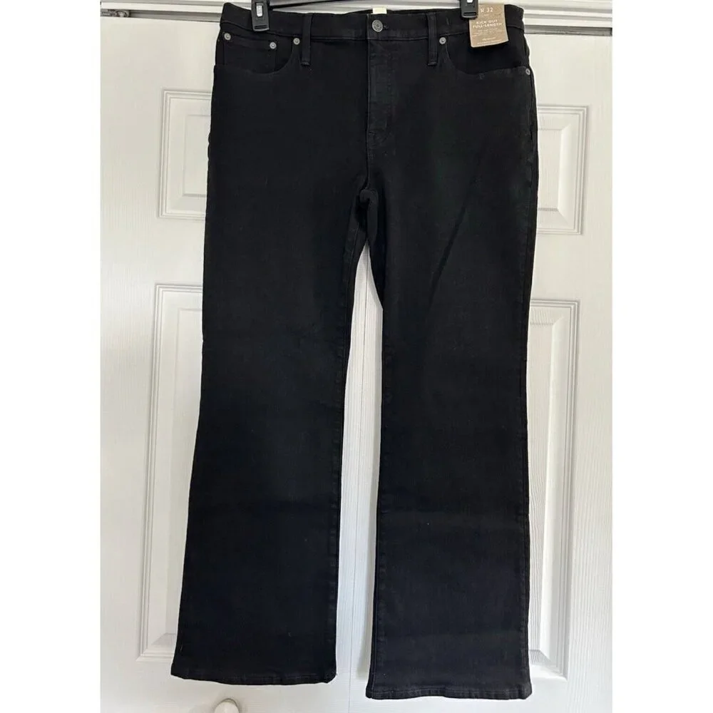 Madewell Womens Mid-Rise Full Length Kick Out Black Denim Jeans Size 32 - Picture 5 of 15